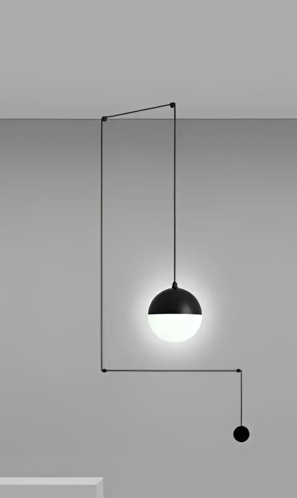 Minimalist black glass ball pendant light kitchen led chandelier