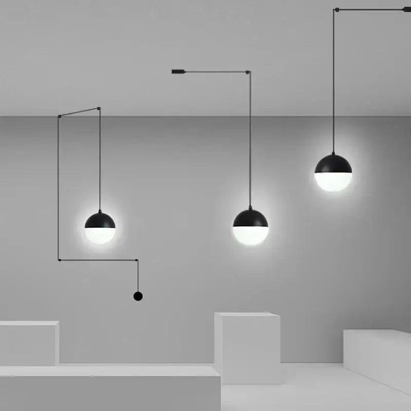 Minimalist black glass ball pendant light kitchen led chandelier