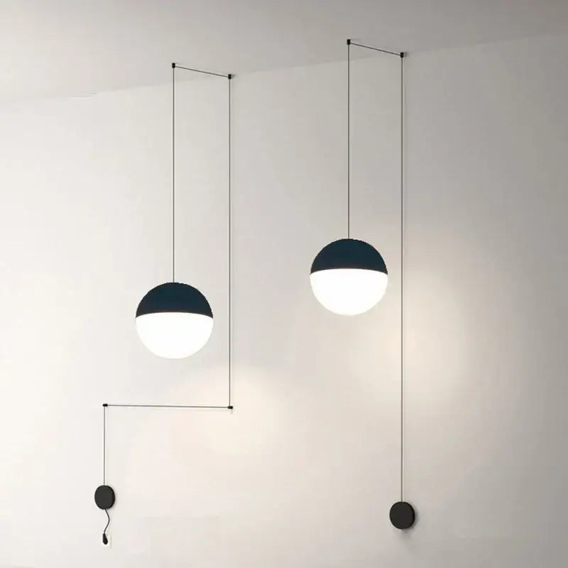 Minimalist black glass ball pendant light kitchen led chandelier