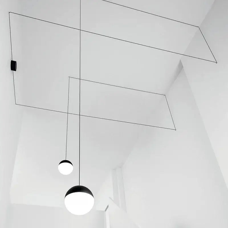 Minimalist black glass ball pendant light kitchen led chandelier
