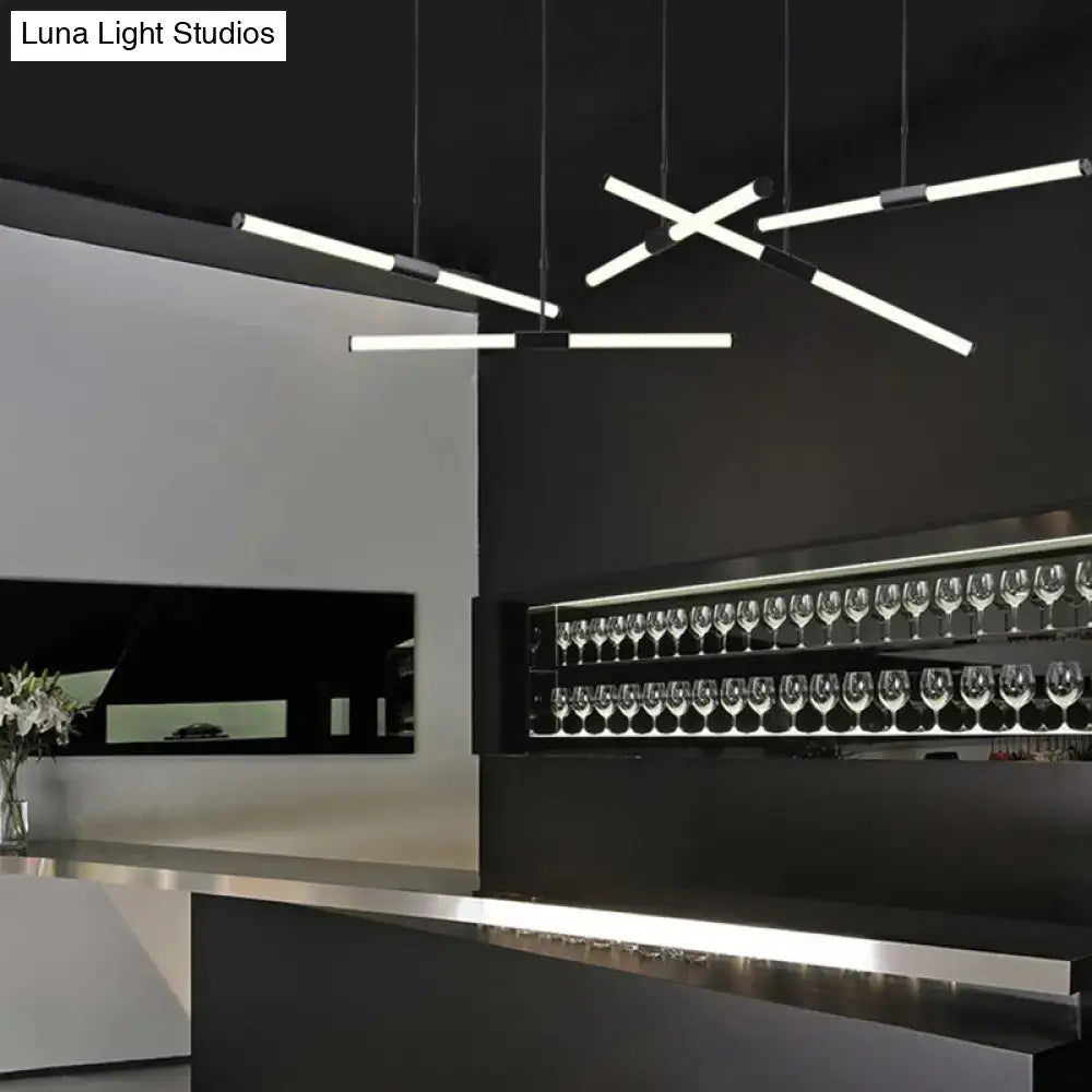 Minimalist black glass tube pendant lamp for office led lighting