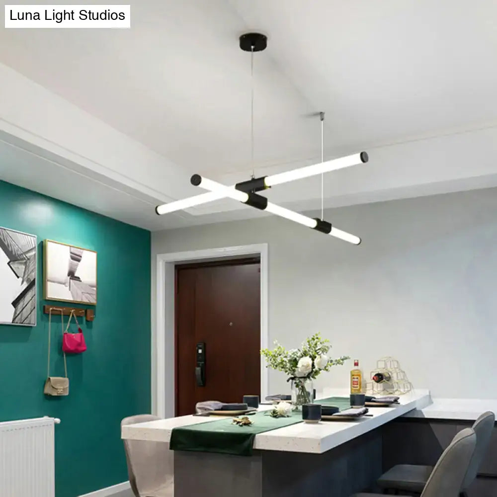 Minimalist black glass tube pendant lamp for office led lighting