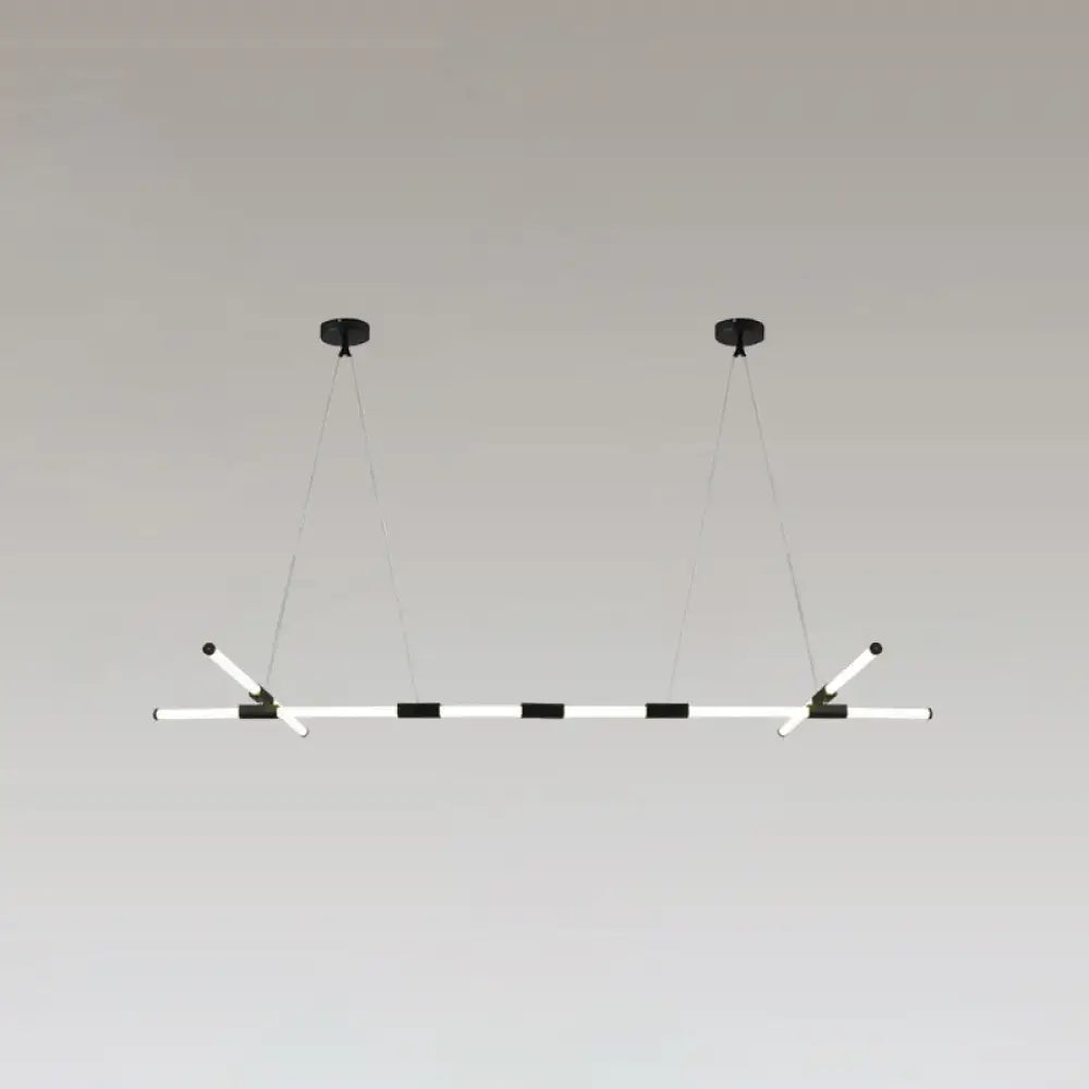 Minimalist black glass tube pendant lamp for office led lighting