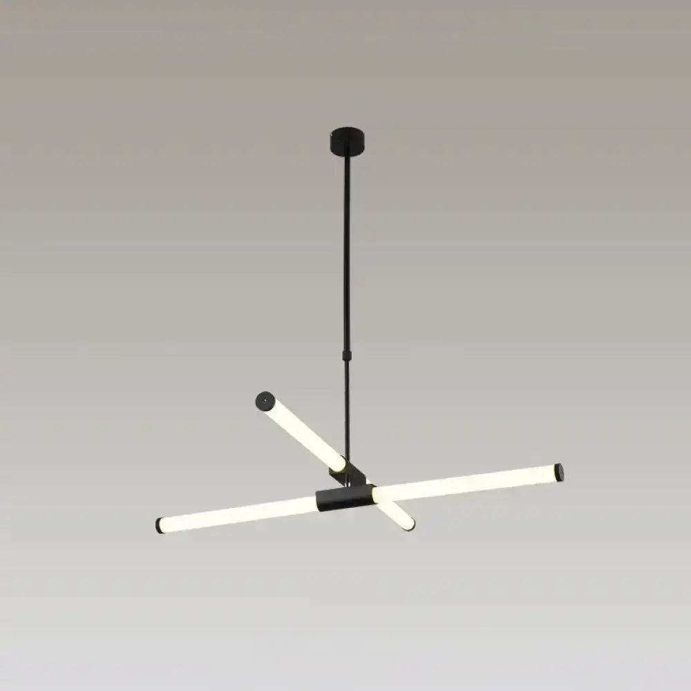Minimalist black glass tube pendant lamp for office led lighting