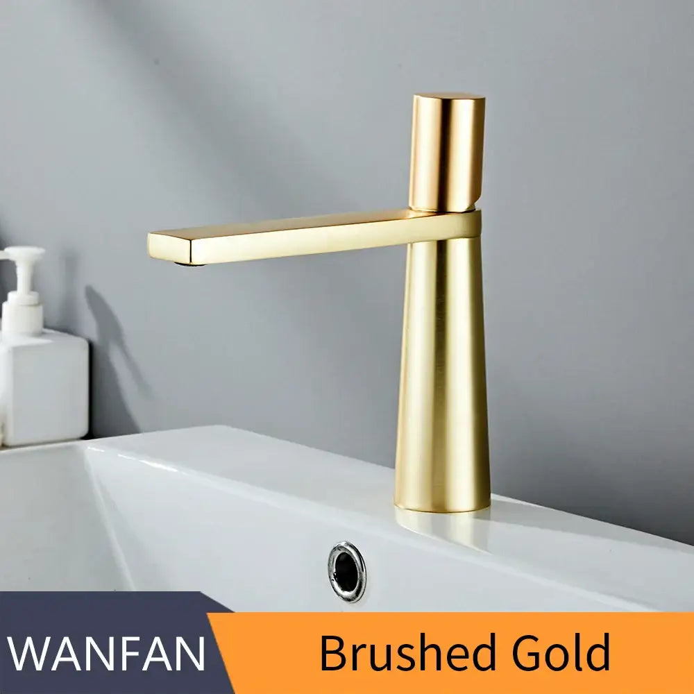 Minimalist black & gold brass bathroom faucet mixer tap