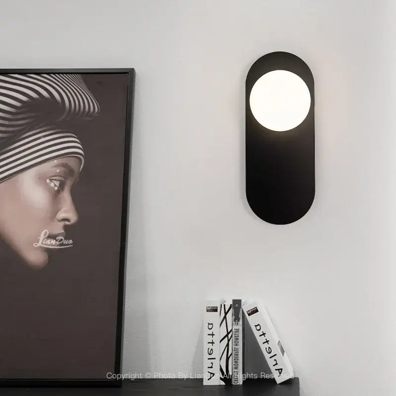 Minimalist black & gold glass ball led wall sconce bedroom light