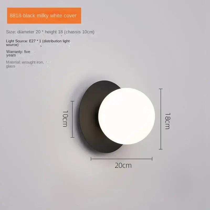 Minimalist black & gold led wall lamp for living room globe sconce