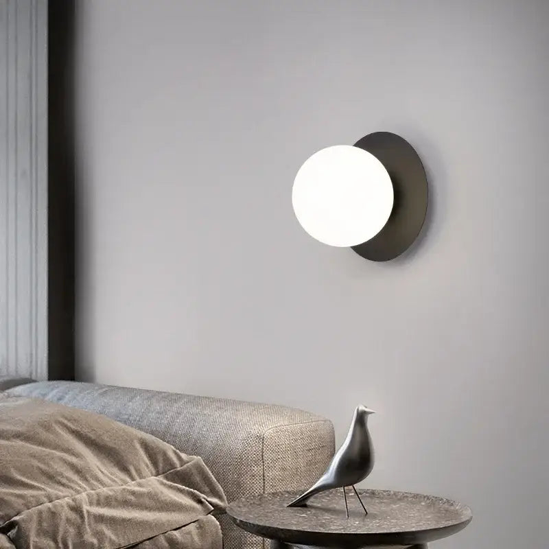 Minimalist black & gold led wall lamp for living room globe sconce