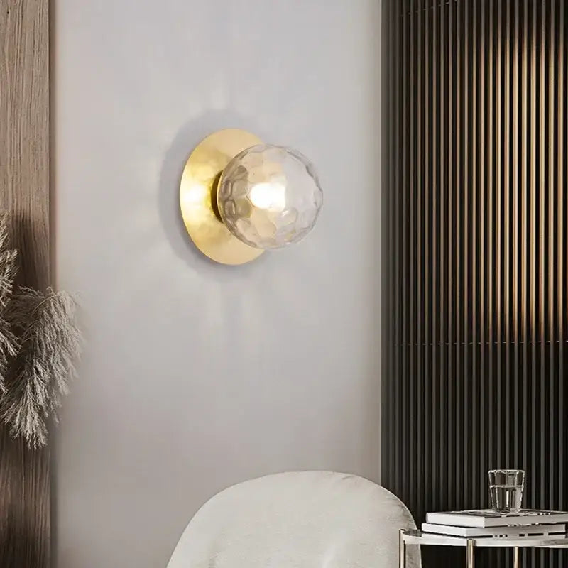 Minimalist black & gold led wall lamp for living room globe sconce