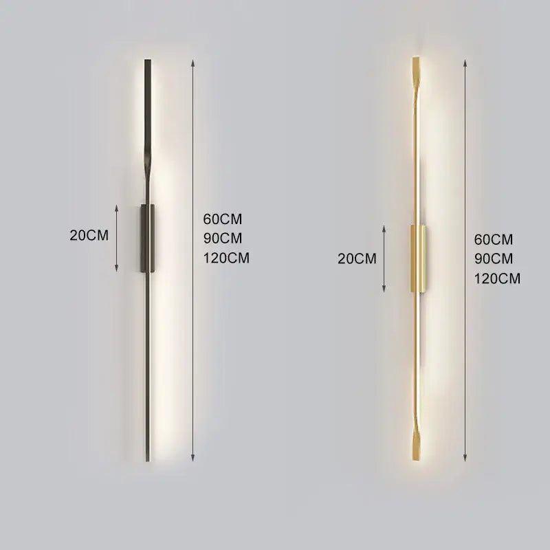 Minimalist black & gold led wall sconce for living room bedroom