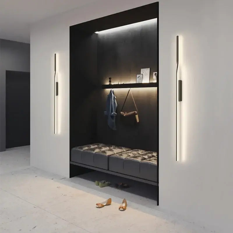 Minimalist black & gold led wall sconce for living room bedroom