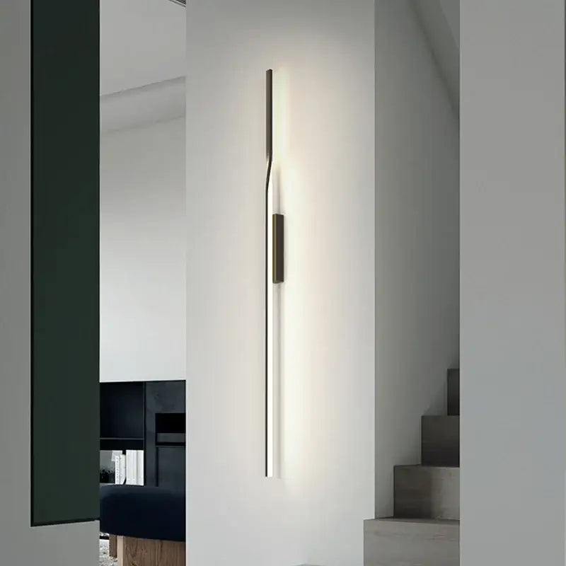 Minimalist black & gold led wall sconce for living room bedroom