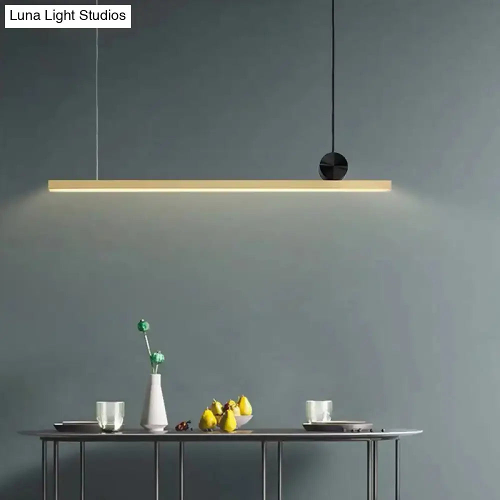 Minimalist black & gold linear led ceiling light kitchen island