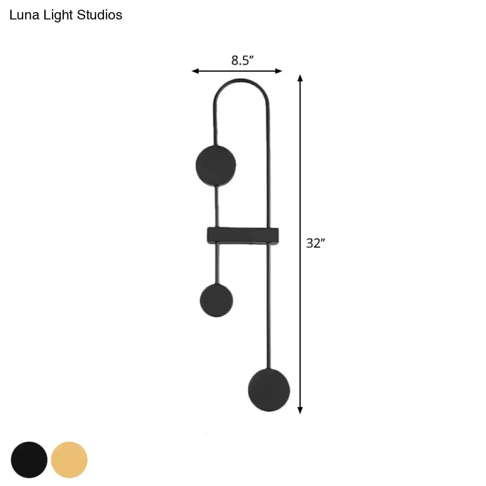Minimalist black & gold metal led wall sconce bedroom light