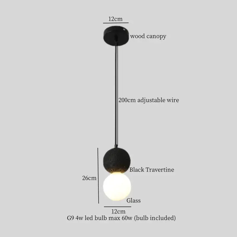 Minimalist black & gold pendant light dining room led black travertine
