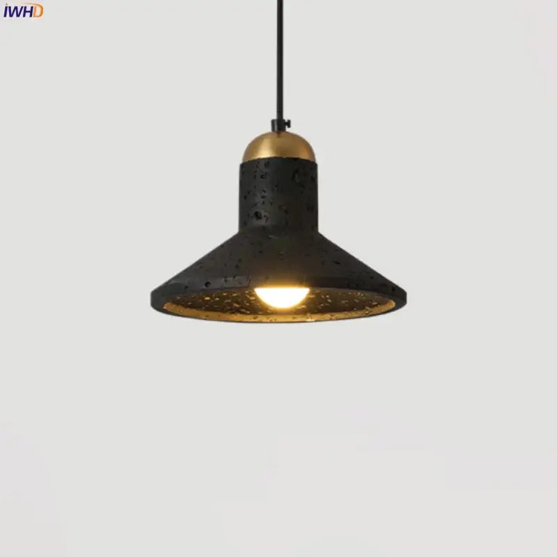Minimalist black & gold pendant light dining room led black travertine