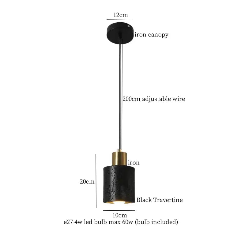 Minimalist black & gold pendant light dining room led black travertine