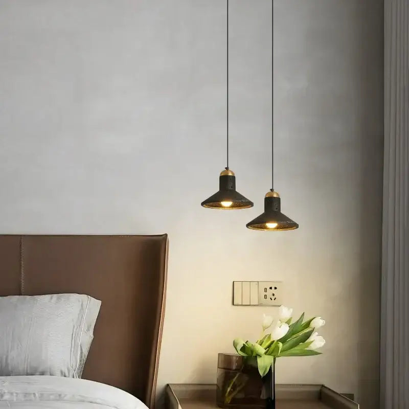 Minimalist black & gold pendant light dining room led black travertine