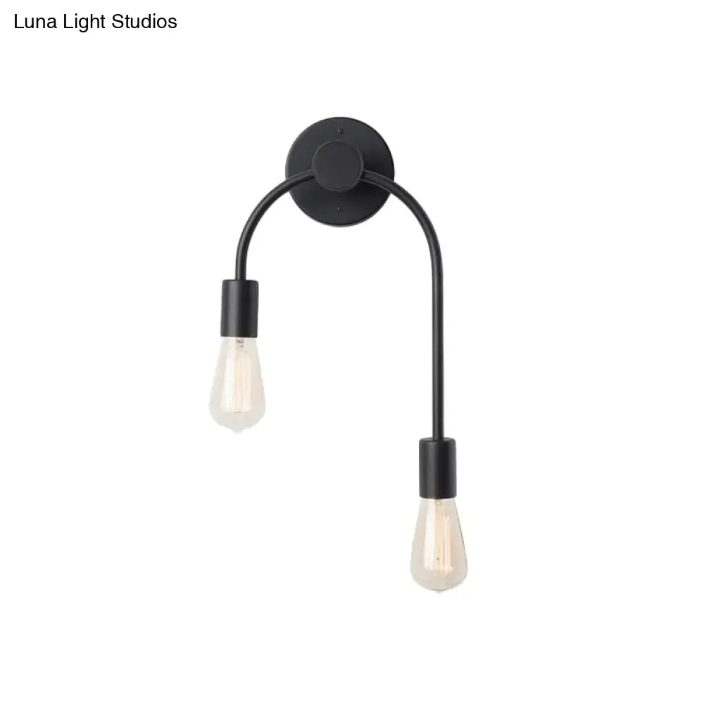 Minimalist black & gold wall lamp bedroom double arm sconce