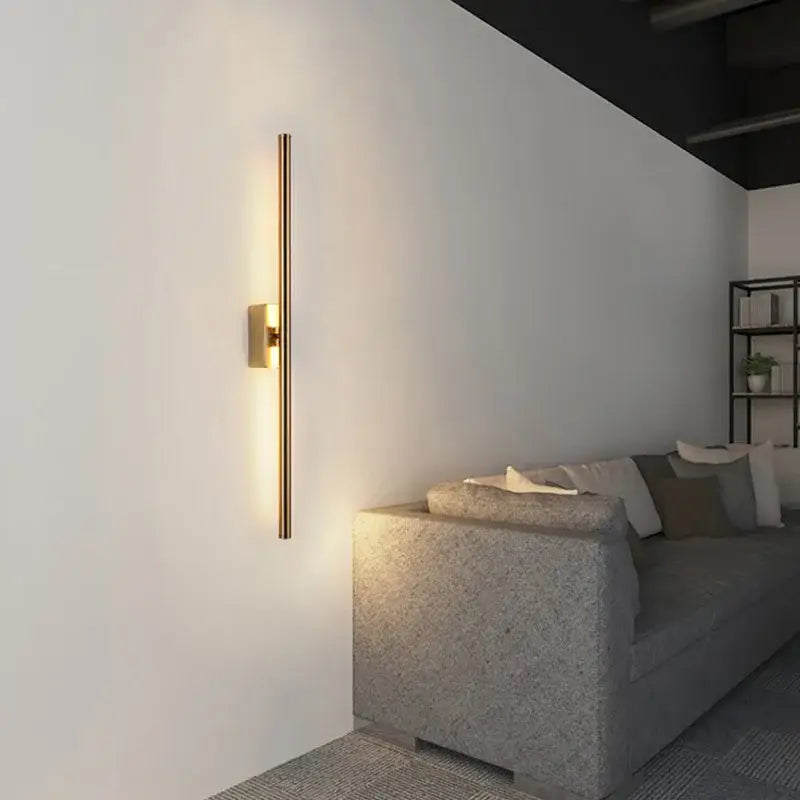 Minimalist black & gold wall sconce living room led vertical bar