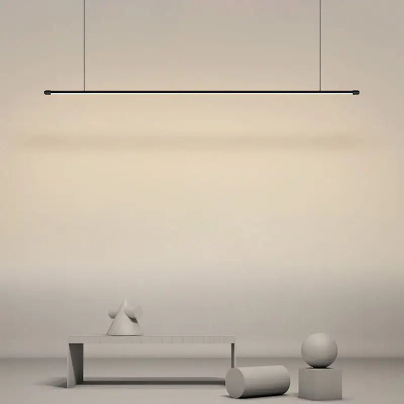 Minimalist black led pendant lamp – kitchen island horizontal light