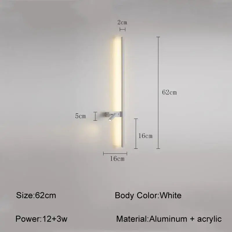 Minimalist black led wall sconce living room adjustable light