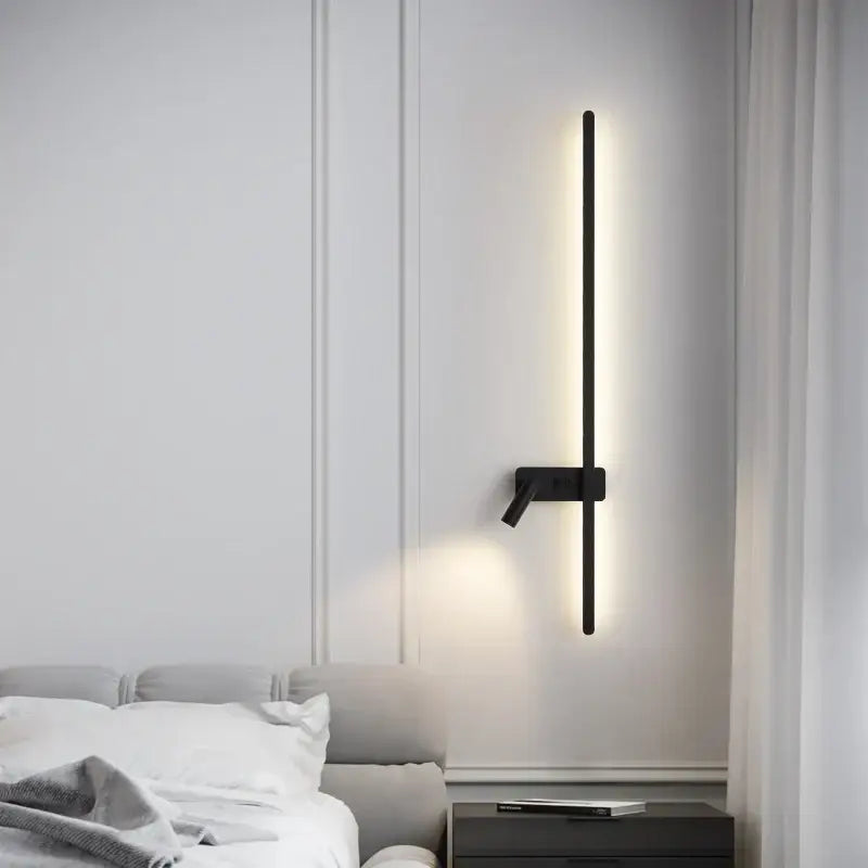 Minimalist black led wall sconce living room adjustable light