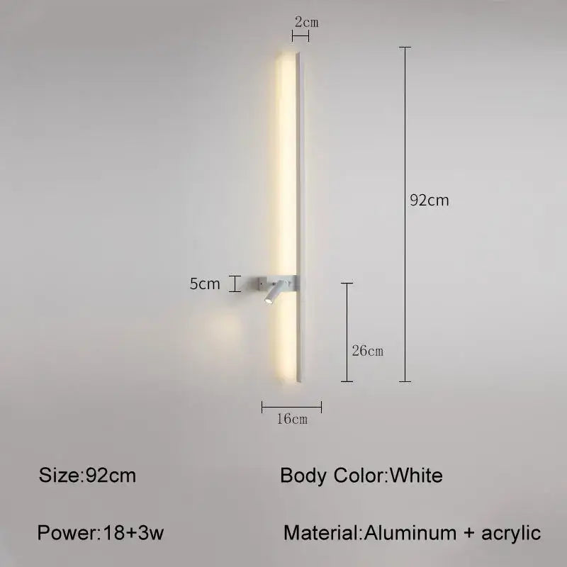 Minimalist black led wall sconce living room adjustable light