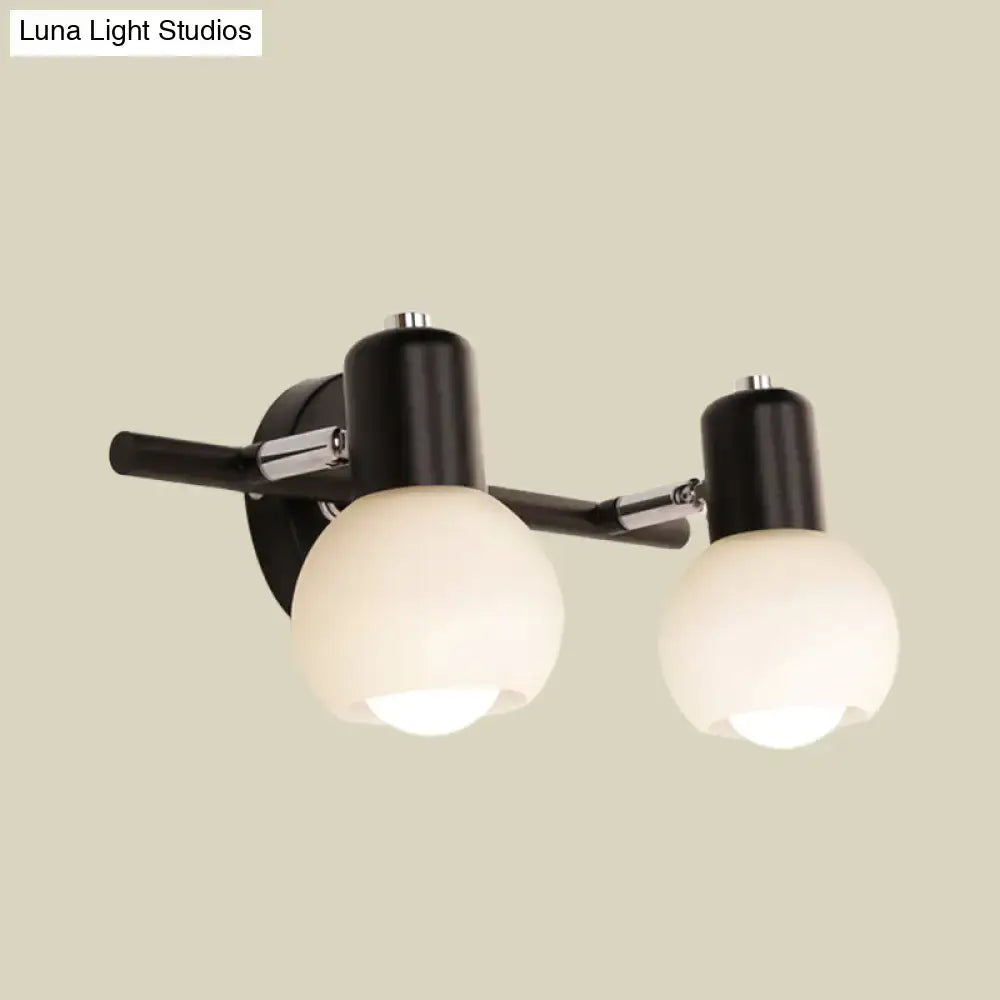 Minimalist black linear design wall lamp with opal glass study room