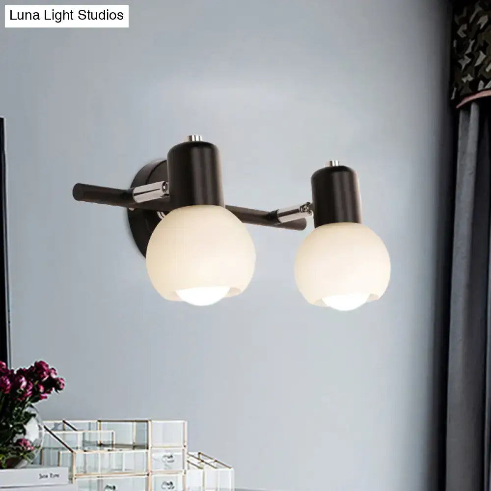 Minimalist black linear design wall lamp with opal glass study room