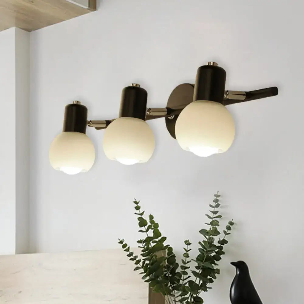 Minimalist black linear design wall lamp with opal glass study room