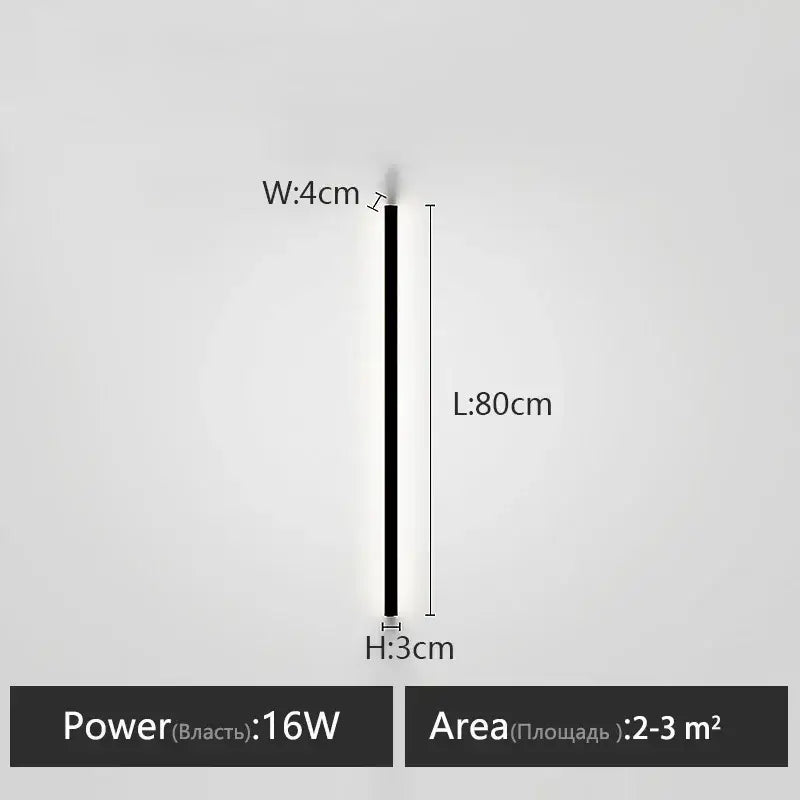 Minimalist black linear led wall lamp for bedroom warm glow