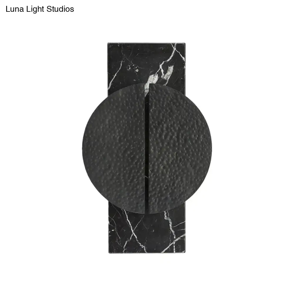 Minimalist black marble wall lamp – living space led circle sconce