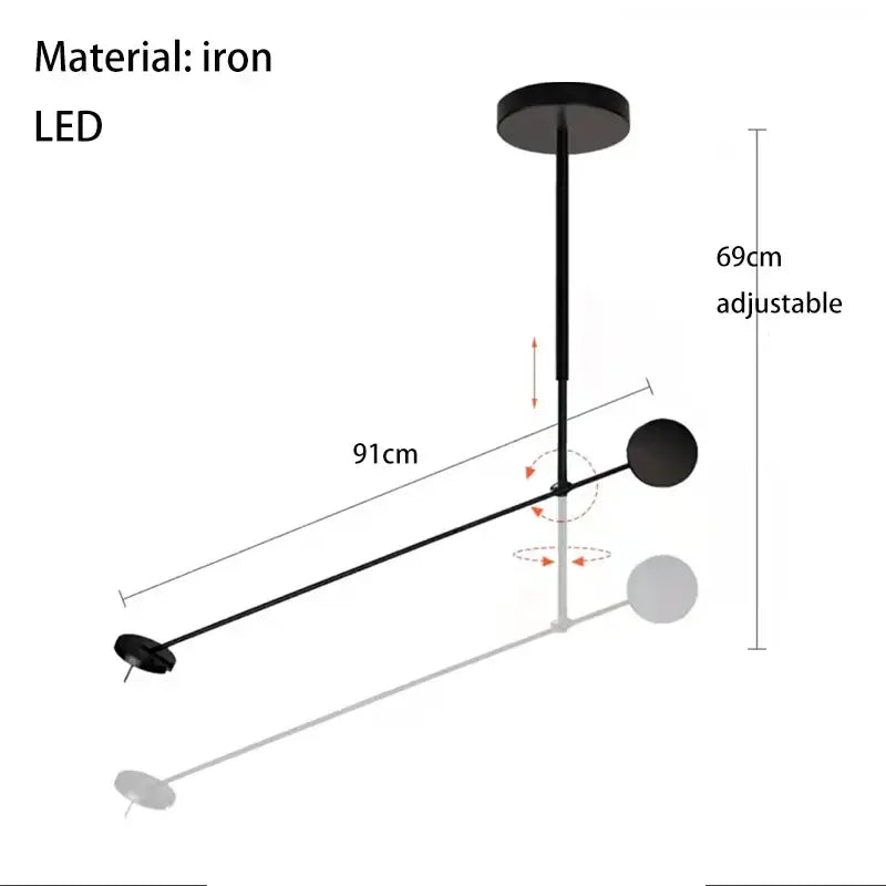Minimalist black metal led pendant light for living room