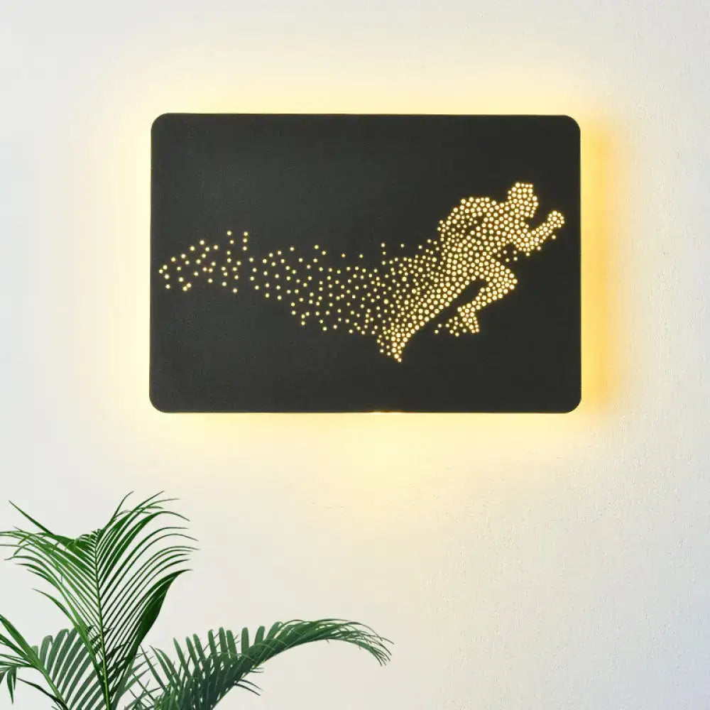 Minimalist black running man led wall lamp bedroom fixture 110v-120v
