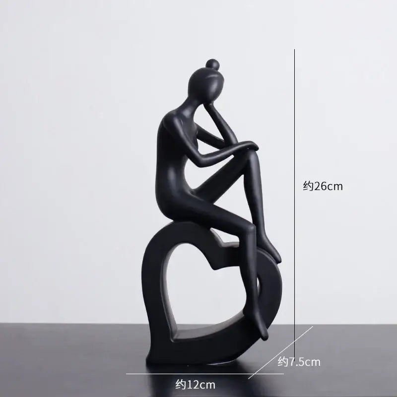 Minimalist black & white abstract resin sculpture living room decor