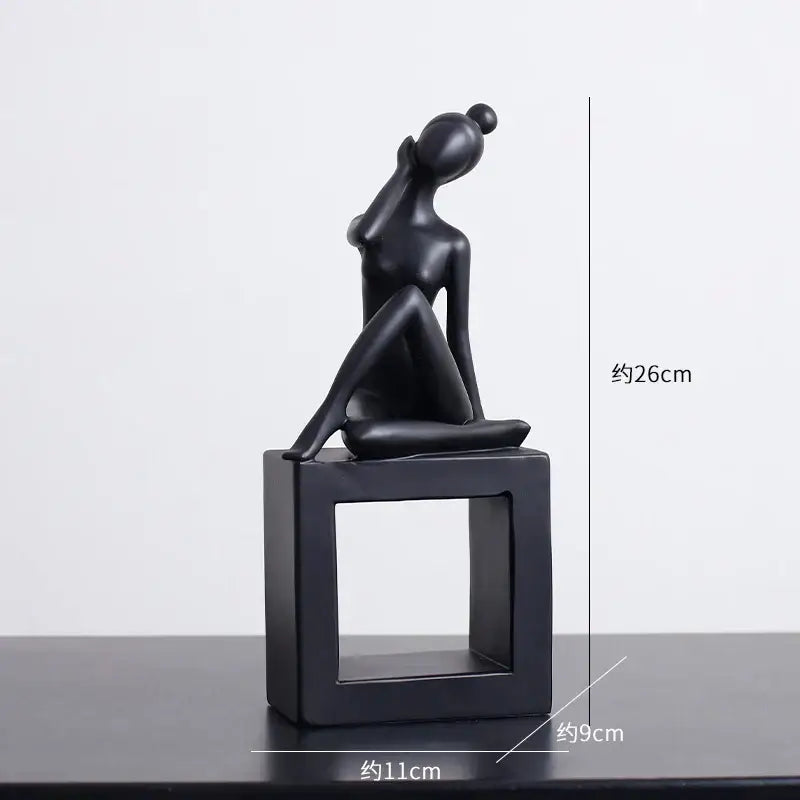 Minimalist black & white abstract resin sculpture living room decor