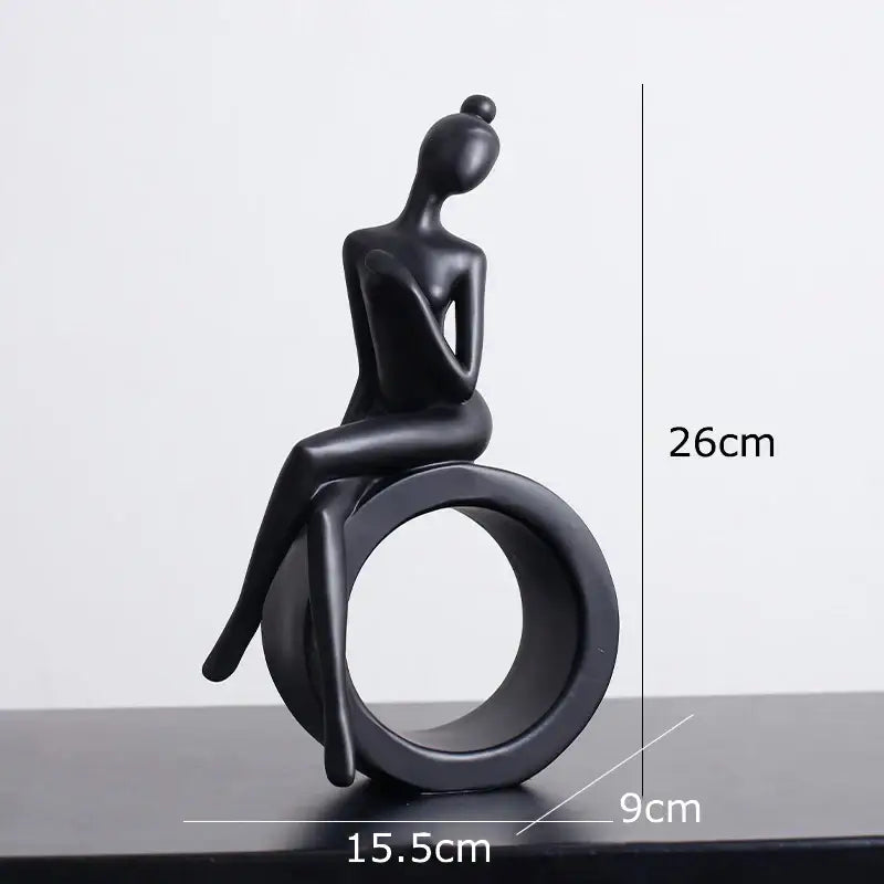 Minimalist black & white abstract resin sculpture living room decor