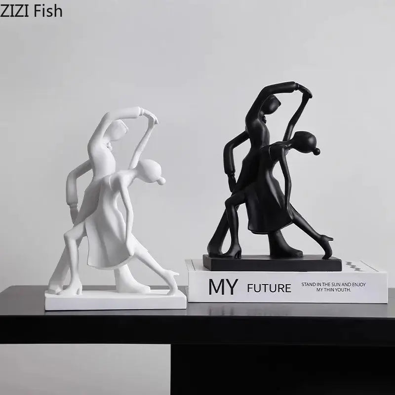 Minimalist black & white abstract resin sculpture living room decor