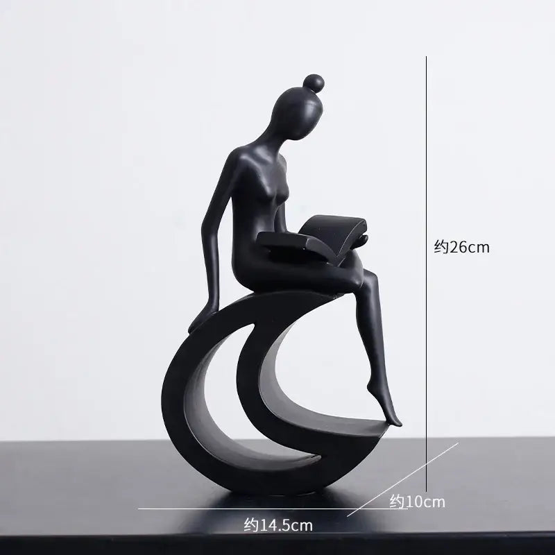 Minimalist black & white abstract resin sculpture living room decor