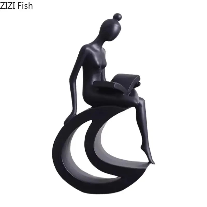 Minimalist black & white abstract resin sculpture living room decor