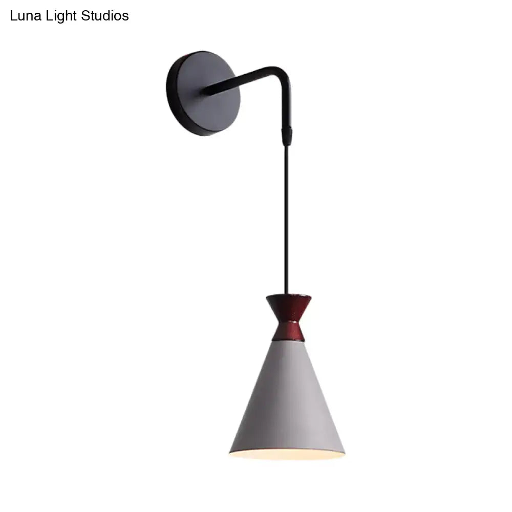 Minimalist black & white conical wall light – bedroom iron wall sconce