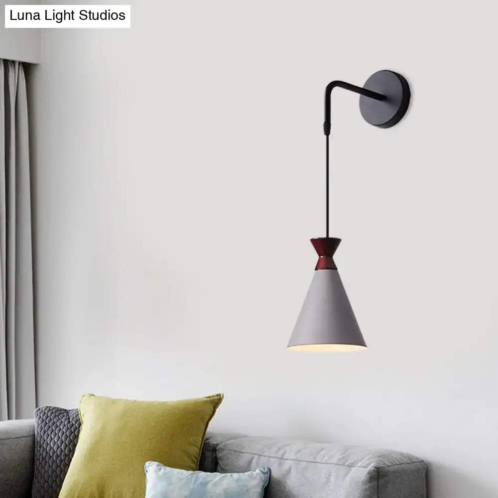 Minimalist black & white conical wall light – bedroom iron wall sconce