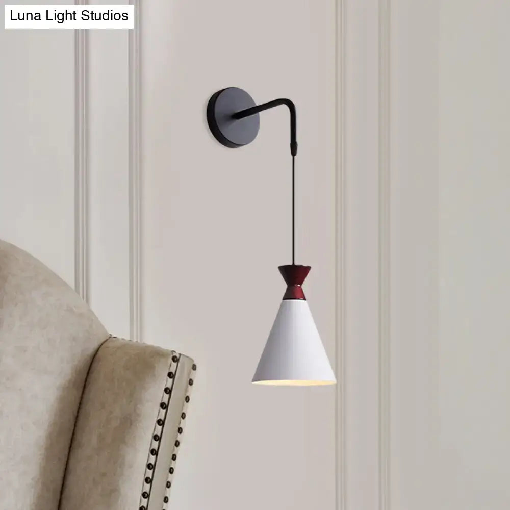 Minimalist black & white conical wall light – bedroom iron wall sconce