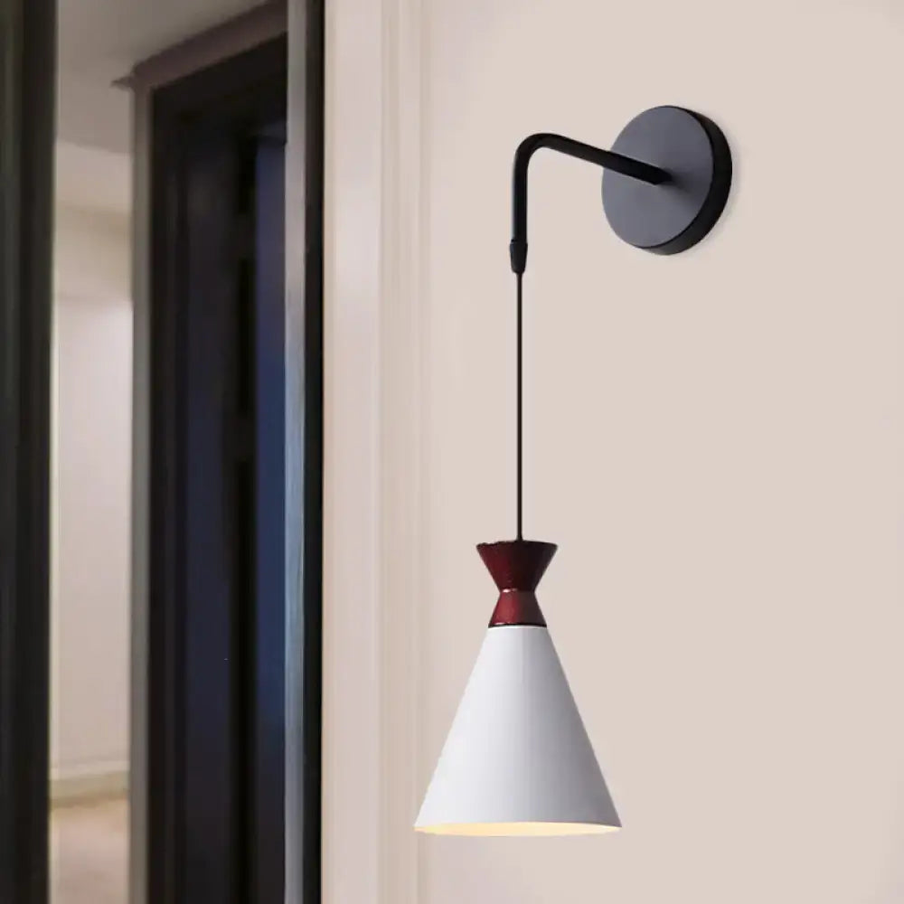 Minimalist black & white conical wall light – bedroom iron wall sconce