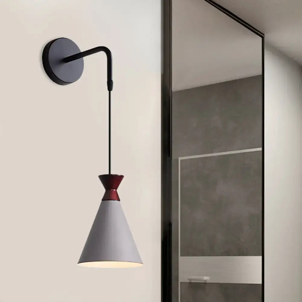 Minimalist black & white conical wall light – bedroom iron wall sconce