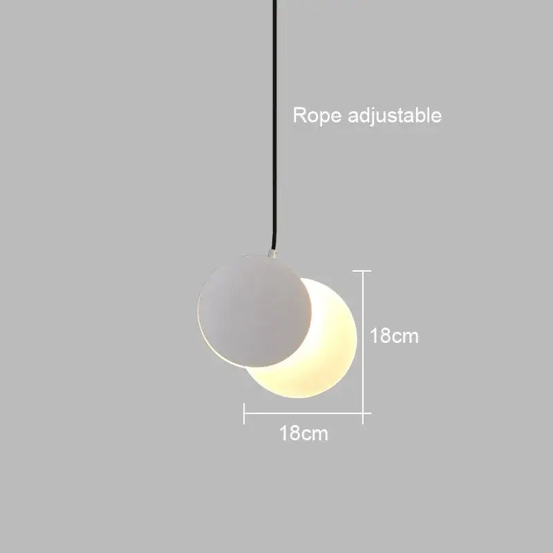 Minimalist black & white crescent moon pendant chandelier bedroom light