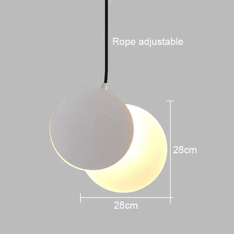 Minimalist black & white crescent moon pendant chandelier bedroom light