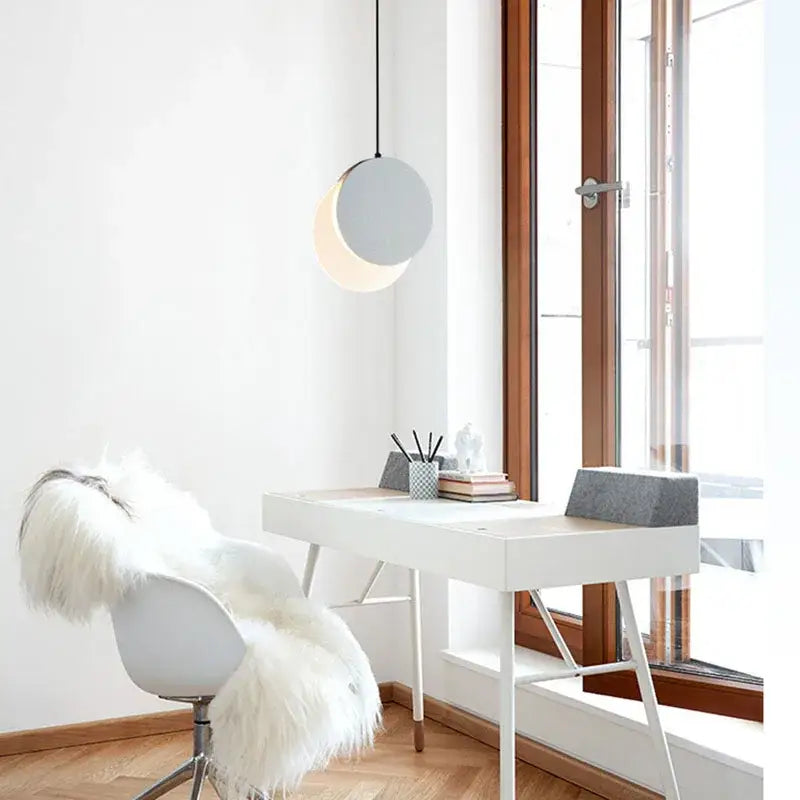 Minimalist black & white crescent moon pendant chandelier bedroom light