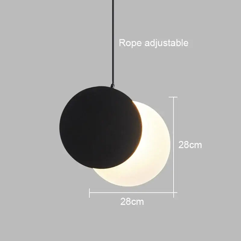 Minimalist black & white crescent moon pendant chandelier bedroom light